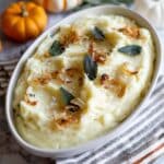 French Mashed Potatoes with Crispy Sage and Shallot Garnish Recipe