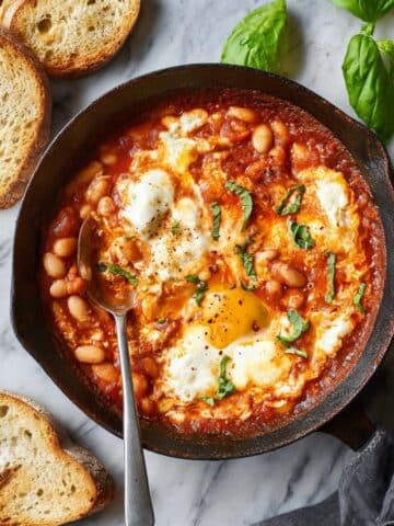 Beans in Tomato Sauce with Melted Ricotta Recipe