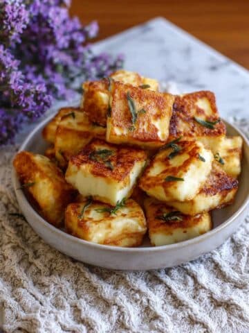 Fried Halloumi with Honey, Thyme, and Chili Flakes Recipe