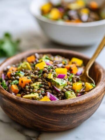 Avocado Lentil Salad with Cilantro Curry Dressing Recipe