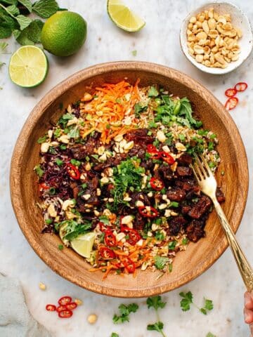 Crispy Rice Salad with Tofu, Edamame, and Peanut Dressing Recipe