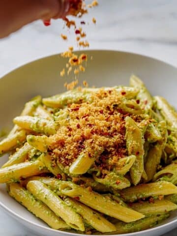Creamy Pesto Pasta with Crispy Lemon Breadcrumbs Recipe